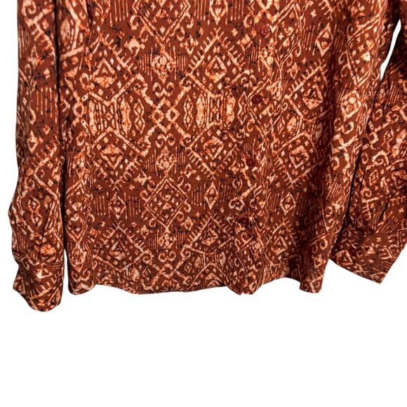 Calvin Klein Blouse Women's Small V-Neck Printed Long Sleeve Button Up Top - Picture 3 of 10